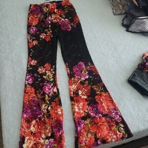 2 piece lace pants and crop floral pants set